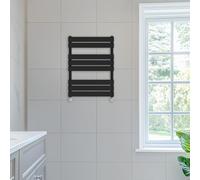 NRG 800 x 600 mm Designer Flat Panel Heated Towel Rail Radiators Black