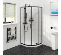 NRG 800 x 800mm Matte Black Framed Quadrant Shower Enclosure Sliding Door 6mm Easy Clean Glass
