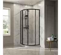 NRG 800 x 800mm Matte Black Framed Quadrant Shower Enclosure Sliding Door for Wet Room Cubicle Enclosures