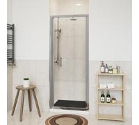 NRG 800mm Bathroom Bi- Fold Shower Door Chrome Framed with 800x700mm SMC Rectangle Shower Tray Black