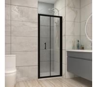 NRG 800x1900mm Bathroom Bi Fold Shower Door for Wet Room Black Framed