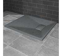 NRG 800x700mm Anthracite Shower Base Non-Slip SMC Rectangle Shower Tray with Fast Flow Waste for Bathroom Enclosures