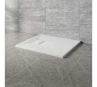NRG 800x700mm SMC Rectangle Shower Tray White Slip-Resistance Bathroom Shower Base Easy to Clean