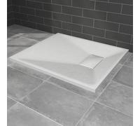 NRG 800x700mm White Shower Base Non-Slip SMC Rectangle Shower Tray with Fast Flow Waste for Bathroom Enclosures