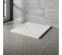 NRG 800x800mm White Square Shower Base Tray SMC Slate Effect Slip-Resistance Bathroom Shower Enclosure Tray