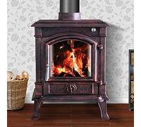 NRG 8KW Antique Bronze Cast Iron Wood Burning Stove Defra Eco Design High Efficiency Indoor Use