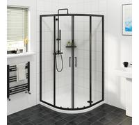 NRG 900 x 900mm Quadrant Shower Enclosure Sliding Door 6mm Easy Clean Glass | Matte Black Framed, Easy Clean Glass, Tall 1900mm, Double Sliding Doors, 20mm Wall Adjustment, No Tray