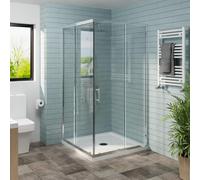 NRG 900 x 900mm Square Corner Entry Shower Enclosure with Double Sliding Doors for Bathroom Enclosure Cubicle