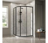NRG 900x900mm Matte Black Framed Quadrant Shower Enclosure Sliding Door | Shower Cubicle Enclosures, Safety Tempered Glass, Space Saving, Wet Room, Easy to install, Bathroom