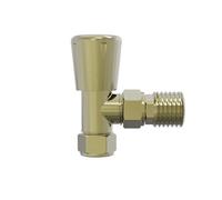 NRG Angled Manual Radiator Valve Modern Brushed Brass Central Heating Taps One Pack
