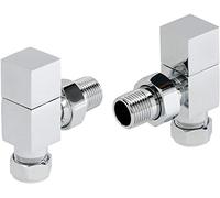 NRG Angled Square Head Towel Rail Designer Radiator Valves 1 Pair Chrome