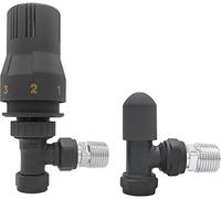 NRG Angled Thermostatic Valve-Towel Rail Valve 15mm Anthracite Manual Valve
