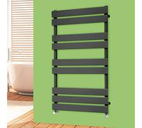 NRG Anthracite 1000mm x 600mm Heated Towel Rails Radiator | Flat Panel Bathroom Central Heating Space Saving Towel Warmer Radiators | with One Pair of Free Modern Angle Valves