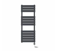 NRG Anthracite 1200x450mm Prefilled Flat Panel Towel Rail, 600W Touch LCD