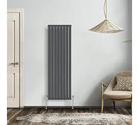 NRG Anthracite 1600x472mm Single Horizontal Oval Panel Radiator | High Heat Output, Designer Radiator Wall Mounted, Central Heating Rads, Modern Radiator, for Living Room, Kitchen, Home