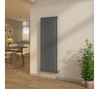 NRG Anthracite 1600x544mm Radiator Flat Panel Single Column with Valves