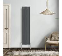 NRG Anthracite 1800x354mm Double Horizontal Oval Panel Radiator | Mild Steel, Radiator Wall Mounted, High Heat Output, Central Heating Compatible, for Living Room, Kitchen, Bedroom, Home