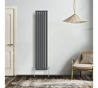 NRG Anthracite 1800x354mm Single Horizontal Oval Panel Radiator