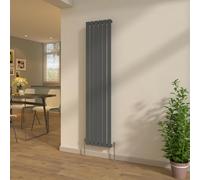 NRG Anthracite 1800x408mm Single Flat Panel Radiator Designer Vertical Bathroom Central Heating + Free Angled Valves