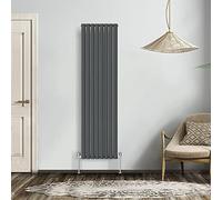 NRG Anthracite 1800x472mm Double Horizontal Oval Panel Radiator | Mild Steel, Radiator Wall Mounted, High Heat Output, Central Heating Compatible, for Living Room, Kitchen, Bedroom, Home