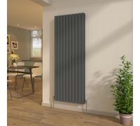 NRG Anthracite 1800x680mm Flat Panel Double Column Radiator with Valves
