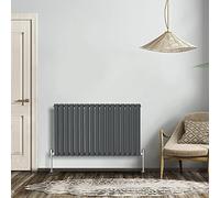 NRG Anthracite 600x1003mm Double Horizontal Oval Panel Radiator