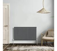 NRG Anthracite 600x1003mm Single Horizontal Oval Panel Radiator | High Heat Output, Designer Radiator Wall Mounted, Central Heating Rads, Modern Radiator, for Living Room, Kitchen, Bedroom
