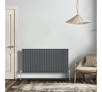 NRG Anthracite 600x1180mm Double Horizontal Oval Panel Radiator