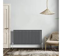 NRG Anthracite 600x1180mm Single Horizontal Oval Panel Radiator