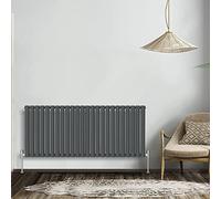 NRG Anthracite 600x1416mm Double Horizontal Oval Panel Radiator