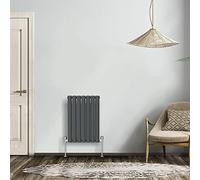NRG Anthracite 600x413mm Double Horizontal Oval Panel Radiator