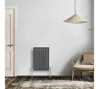 NRG Anthracite 600x413mm Single Horizontal Oval Panel Radiator | Mild Steel, Designer Radiator Wall Mounted, High Heat Output, Central Heating Rads, for Living Room, Kitchen, Bedroom, Home