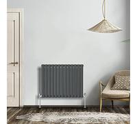 NRG Anthracite 600x767mm Double Horizontal Oval Panel Radiator