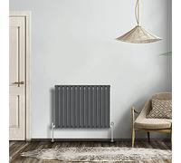 NRG Anthracite 600x767mm Single Horizontal Oval Panel Radiator