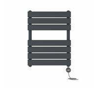 NRG Anthracite 650x500mm Prefilled Flat Panel Towel Rail, 400W Touch LCD