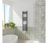NRG Anthracite Curved Central Heating Towel Rail Bathroom Heated Rad Radiators Ladder Warmer - 1200×300mm