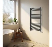 NRG Anthracite Heated Towel Rail Curved Designer Bathroom Radiator - 1200×600mm