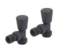NRG Anthracite Modern Angled Manual Valve 15mm Angled Heated Towel Rail Radiator Valves