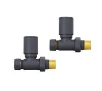 NRG Anthracite Straight Manual Radiator Valve Round Head Valves 1 Pair