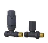 NRG Anthracite Straight TRV Thermostatic Radiator Valve + Manual Valve