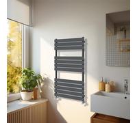 NRG Bathroom 1200 x 600mm Flat Panel Heated Towel Rail Radiator Anthracite