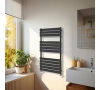 NRG Bathroom 1200 x 600mm Flat Panel Heated Towel Rail Radiator Black