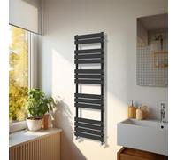 NRG Bathroom 1600 x 450mm Flat Panel Heated Towel Rail Radiator Black