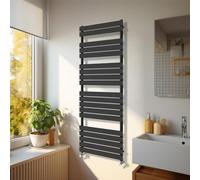 NRG Bathroom 1800 x 600mm Flat Panel Heated Towel Rail Radiator Black