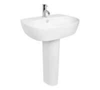 NRG Bathroom Cloakroom Full Pedestal 550mm Basin Compact Single Tap Hole Sink
