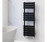 NRG Bathroom Flat Panel Heated Towel Rail Radiator Modern Central Heating Warmer Wall Mounted Ladder Rad 1200×450mm Black
