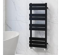 NRG Bathroom Flat Panel Heated Towel Rail Radiator Modern Central Heating Warmer Wall Mounted Ladder Rad 1000×450mm Black