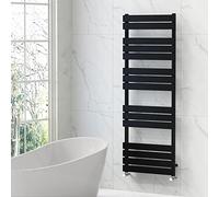 NRG Bathroom Flat Panel Heated Towel Rail Radiator Modern Central Heating Warmer Wall Mounted Ladder Rad 1600×600mm Black