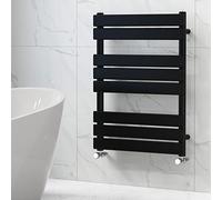 NRG Bathroom Flat Panel Heated Towel Rail Radiator Modern Central Heating Warmer Wall Mounted Ladder Rad 800×600mm Black