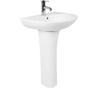 NRG Bathroom Modern Cloakroom Full Pedestal 550mm Basin Compact Single Tap Hole Sink